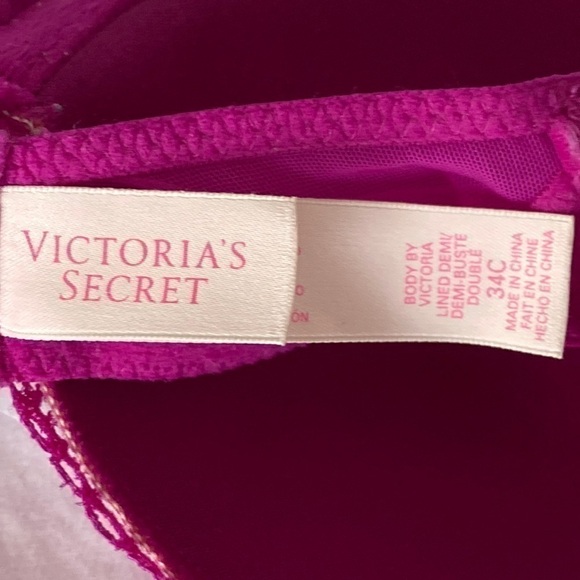 Victoria's Secret Purple Lace Floral Body by Victoria Lined Demi Bra Sexy Date - Picture 8 of 9
